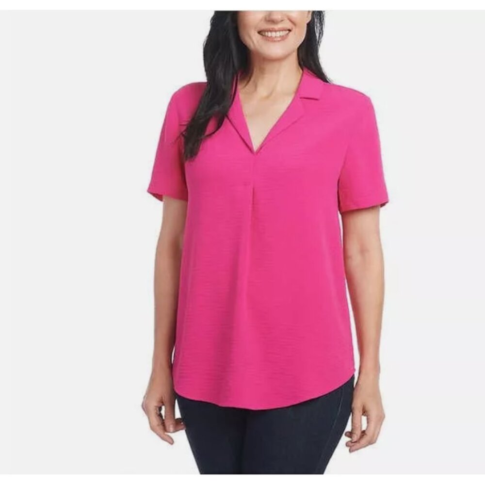 Hilary Radley Ladies' Blouse Short Sleeve V-Neck